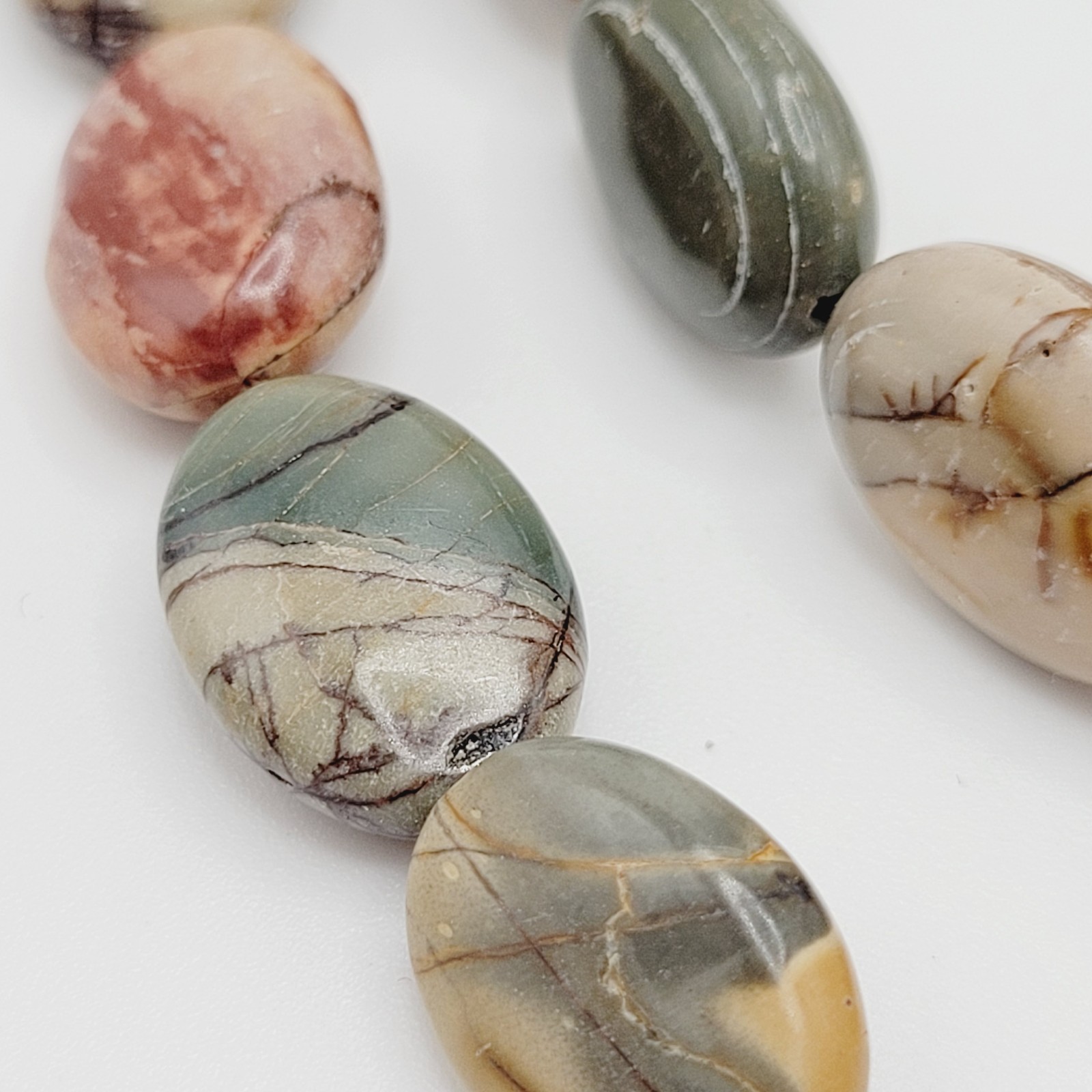 Artisan Picasso Jasper Bead Asymmetric Focal Stone Piccadilly Vtg Necklace 32 in