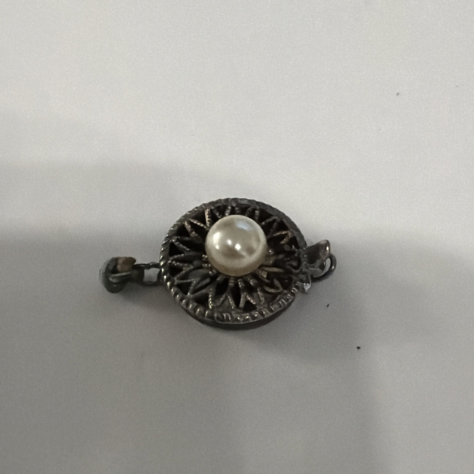 Sterling Silver Vintage Clasp For Necklace Round Push Lock Intricate 925