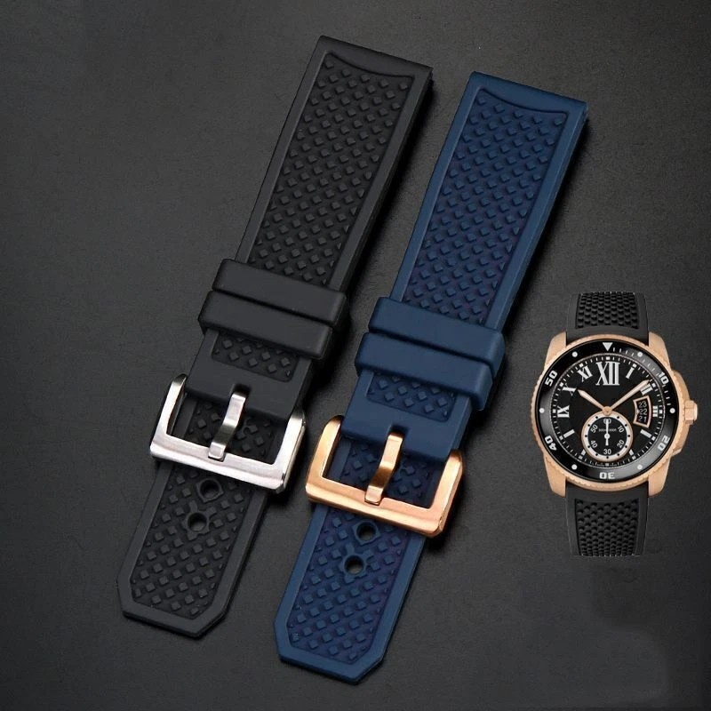 23mm 24mm Silicone Rubber Watch Band Strap Fits For C.artier Calibre WSCA0006