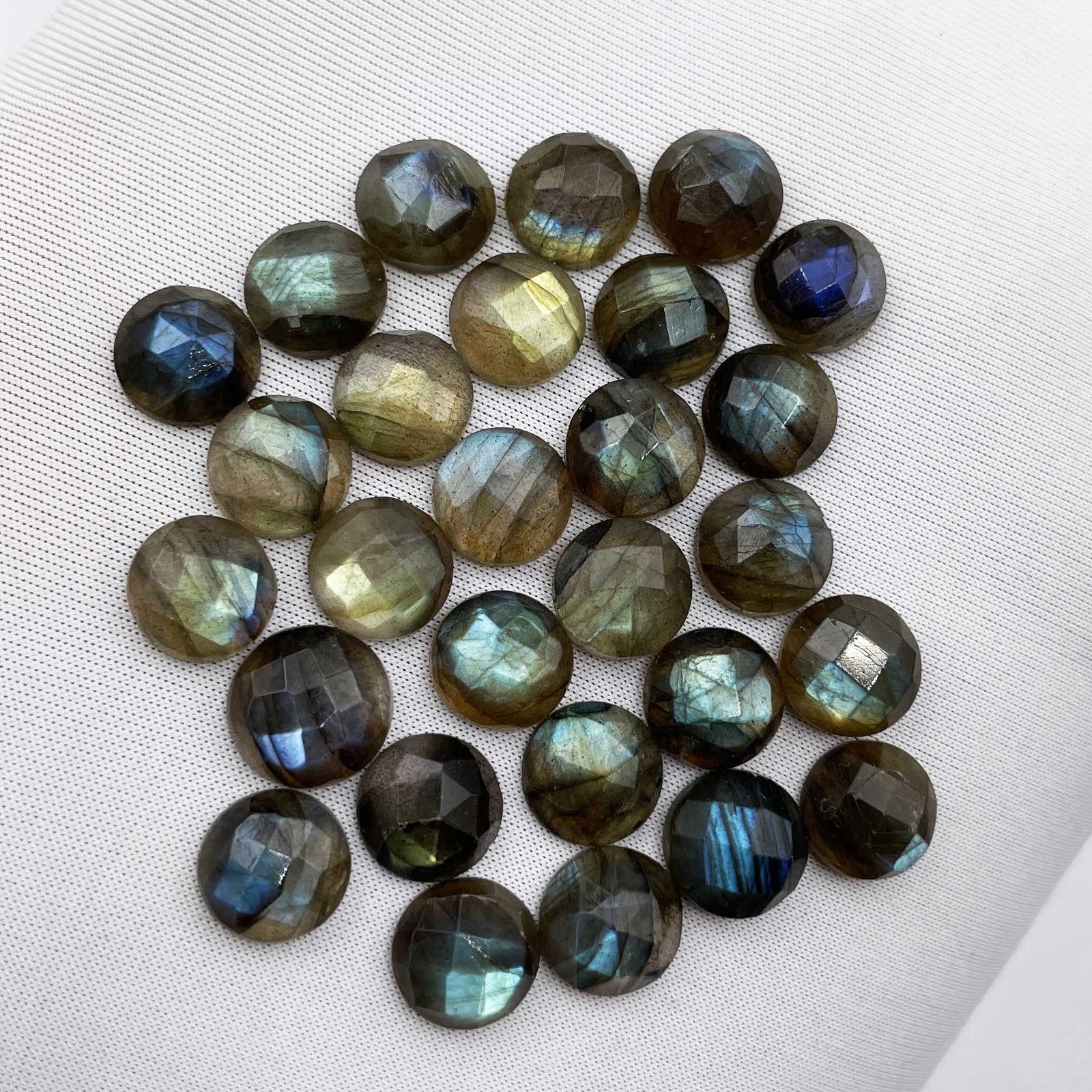 Natural Labradorite Round Checker Cut Loose Gemstone Lot 56 Pcs 8 MM 100 CT