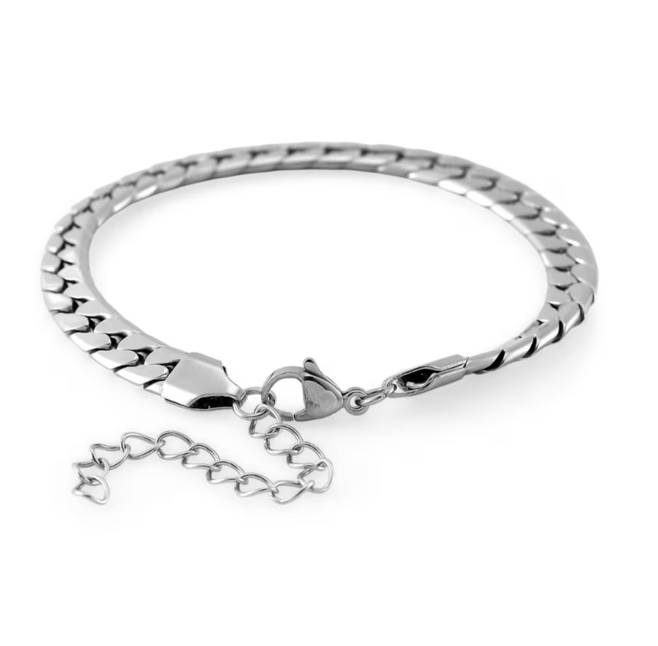 Simulated Blue Diamond Set Tennis & Curb Bracelets Stainless Steel 7.50-9.0in