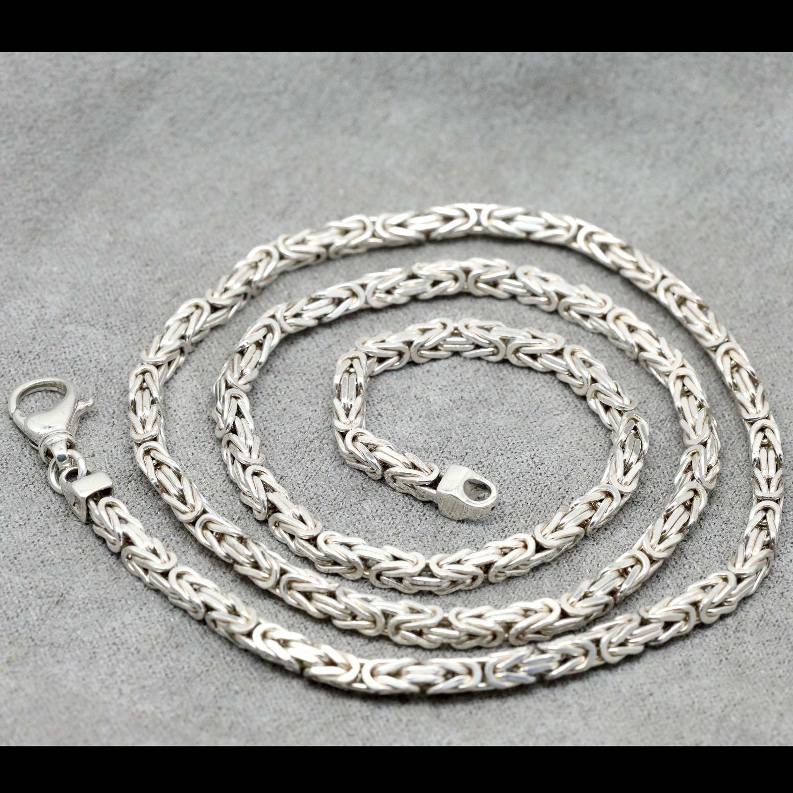 925 sterling silver Byzantine chain necklace 3.5mm 22 inch heavy chain 37g
