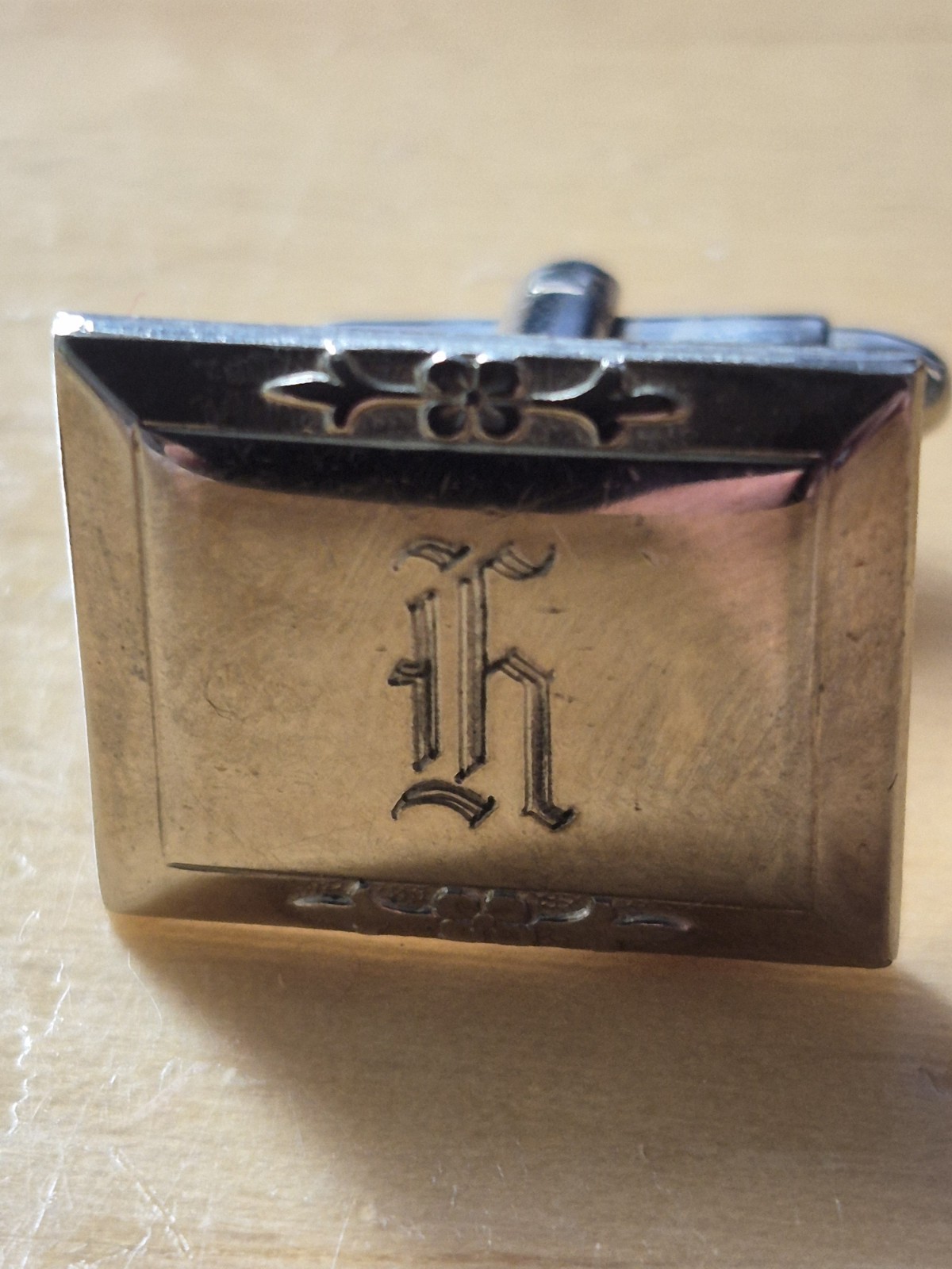 Vintage Art Deco Men’s Silver Toned Cufflinks Monographed with The Letter H