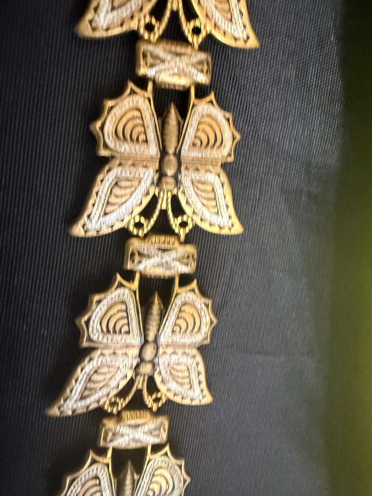 Vintage Articulated Butterfly Panel Bracelet Gold Silver Tone 7.5 Inch