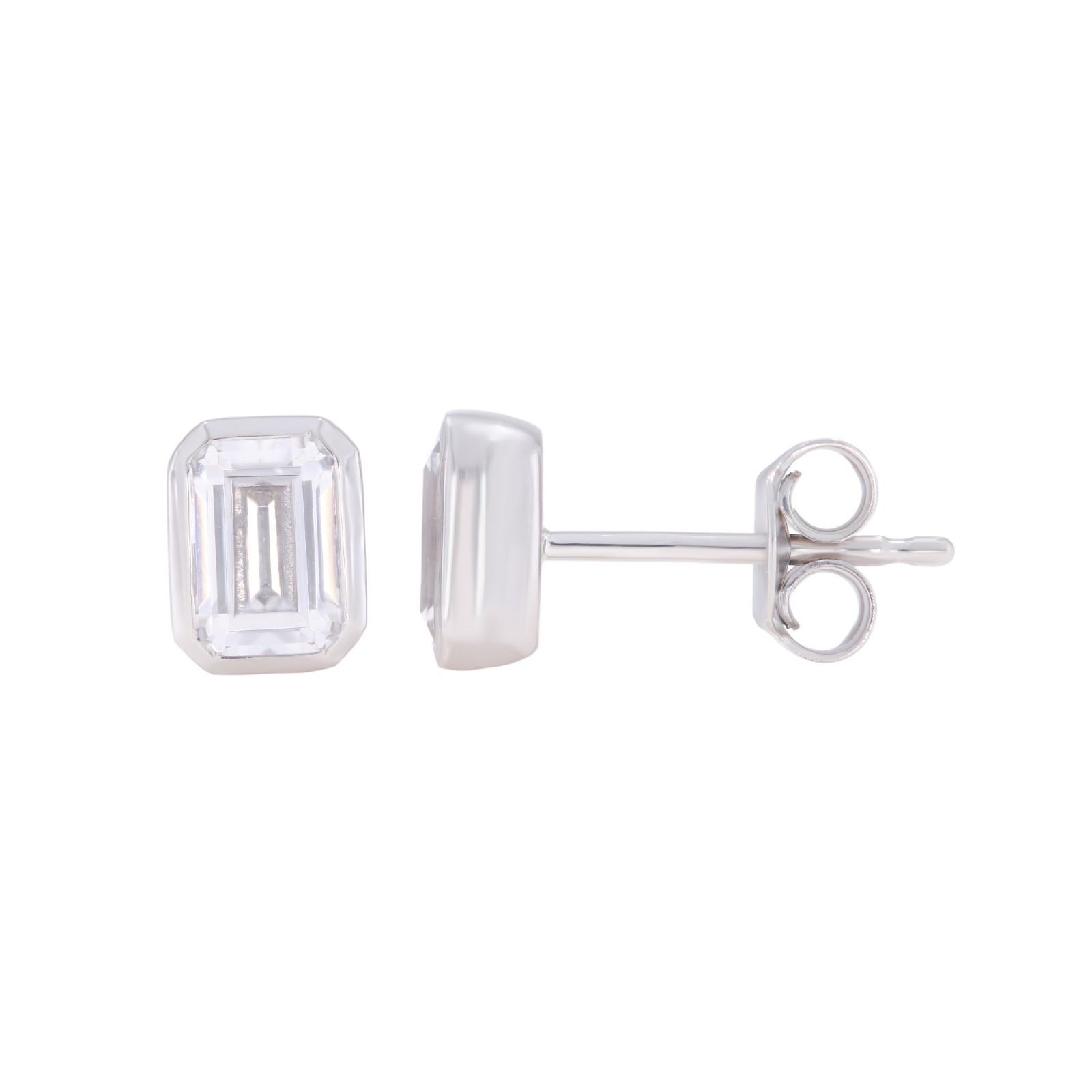 1.50 Carat Emerald Shape Moissanite Stone Stud Earring in Solid Gold For Women