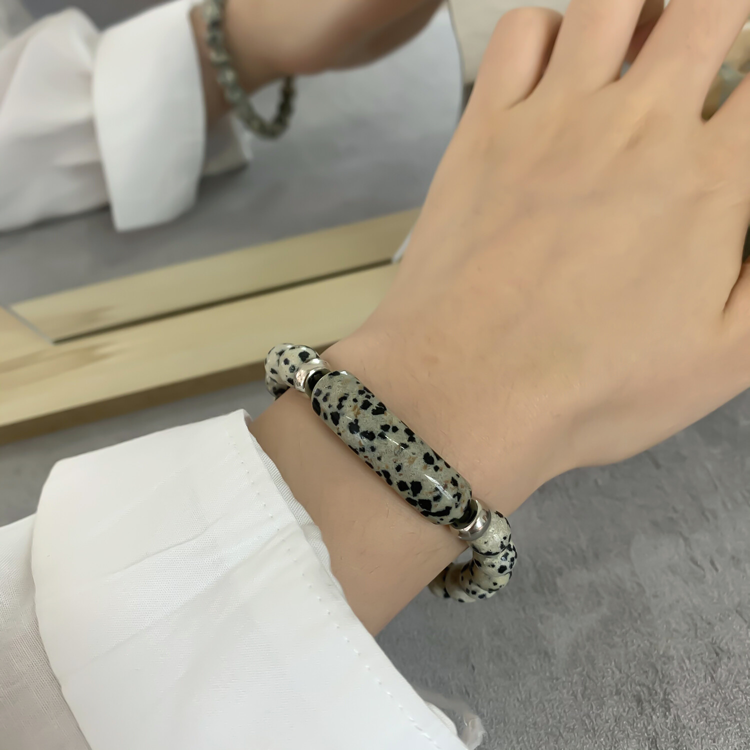 Natural Stone Tiger Eye Beaded Bracelet Elasticity Bangle Elegant Women Jewelry