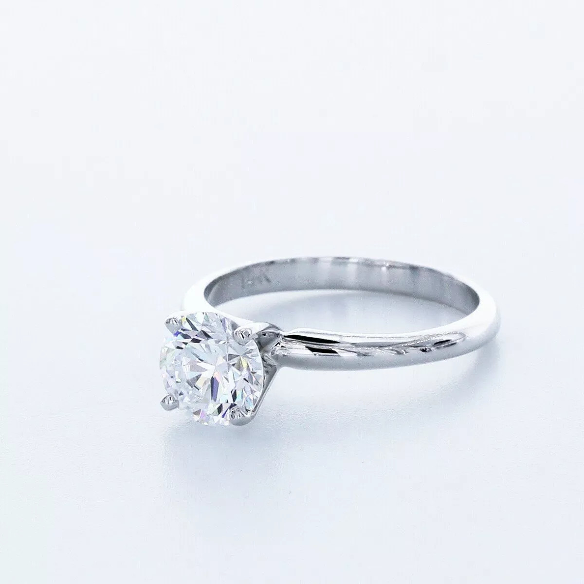 Solitaire Engagement Ring 14K Gold Petite Round 1.72 CT Lab-Grown Diamond D VS1