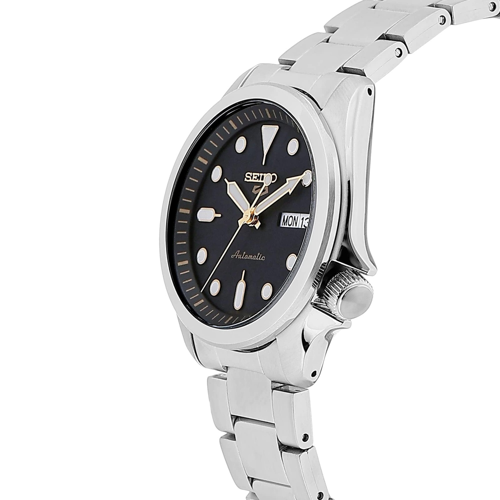Seiko Men’s 5 Automatic Black Dial Stainless Steel Watch – SRPE57K1 NEW