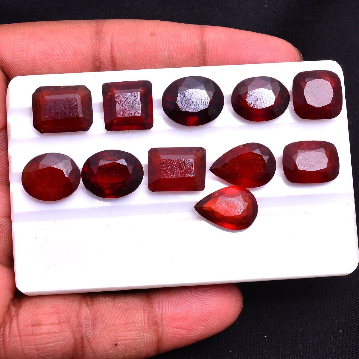 11 Pcs Natural Hessonite Garnet 12mm-15mm Untreated Faceted Cut Loose Gemstones