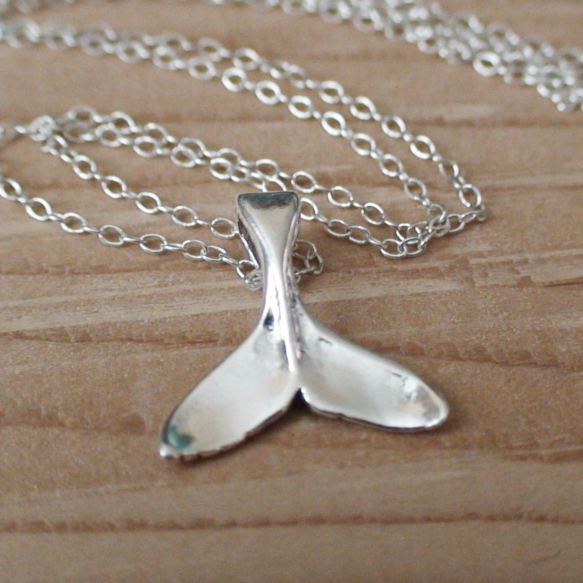 Whale Tail Necklace – 925 Sterling Silver – Whale Tail Charm Nautical Beach