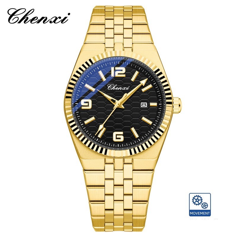 CHENXI Men’s Gold Luminous Calendar Casual Business Automatic Mechanical Watch