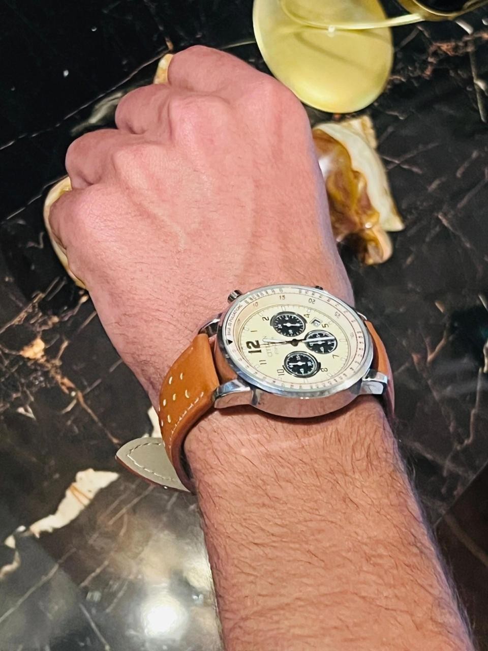 Citizen Eco-Drive Chronograph Men’s Watch Stainless Steel Quartz Leather Strap