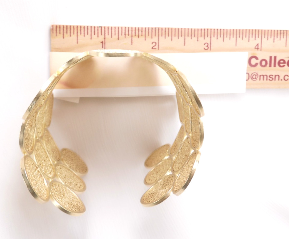 Colombian Handmade 43.70 Grs Filigree Bracelet Silver Gold Plated with 18k Gold