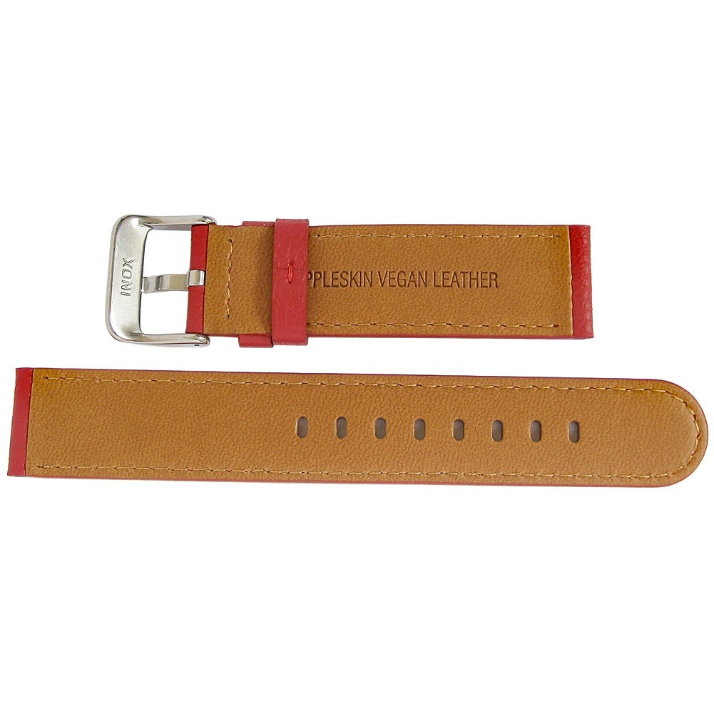 Hadley-Roma MS747 Vegan Leather Apple Skin Watch Band Strap Red 22mm SHORT