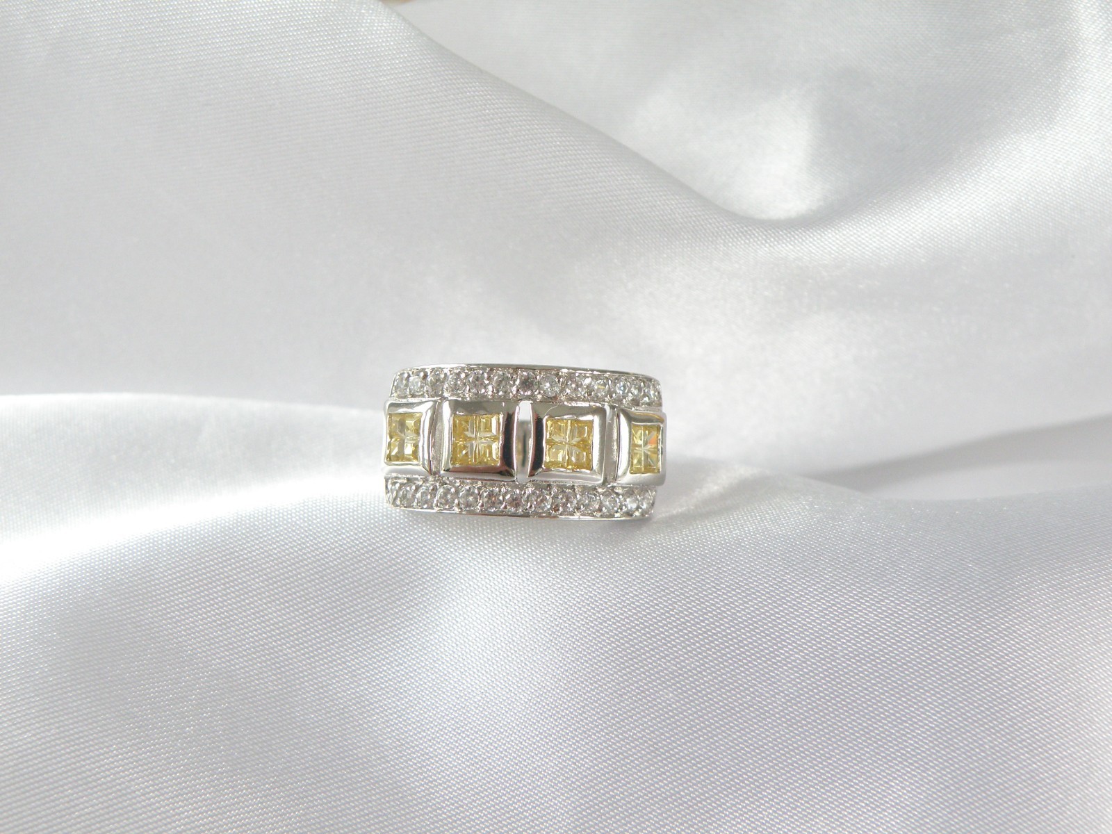 Victoria Wieck Sterling Silver 925 Channel Set Yellow CZ Ring Size 8