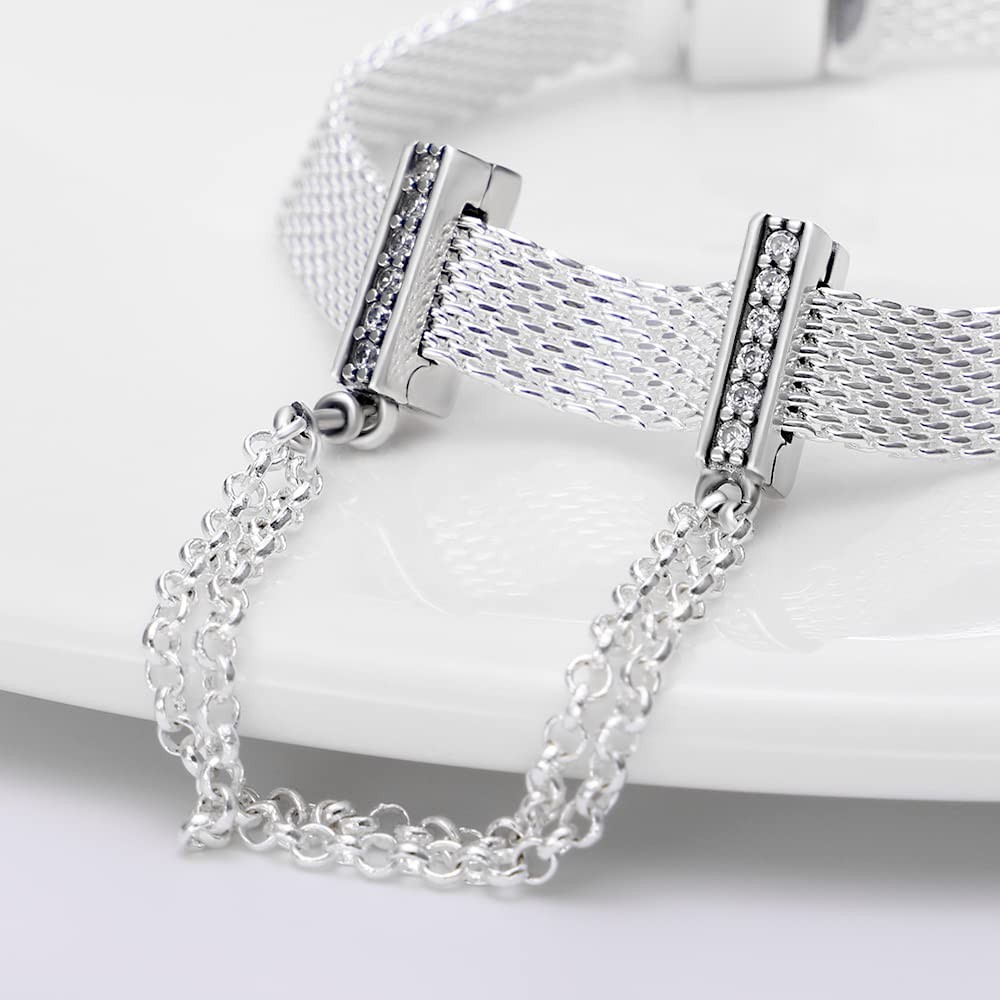 KUNSIR 925 Sterling Silver Clip-On Charm for Reflexions Mesh Bracelet Charm B…