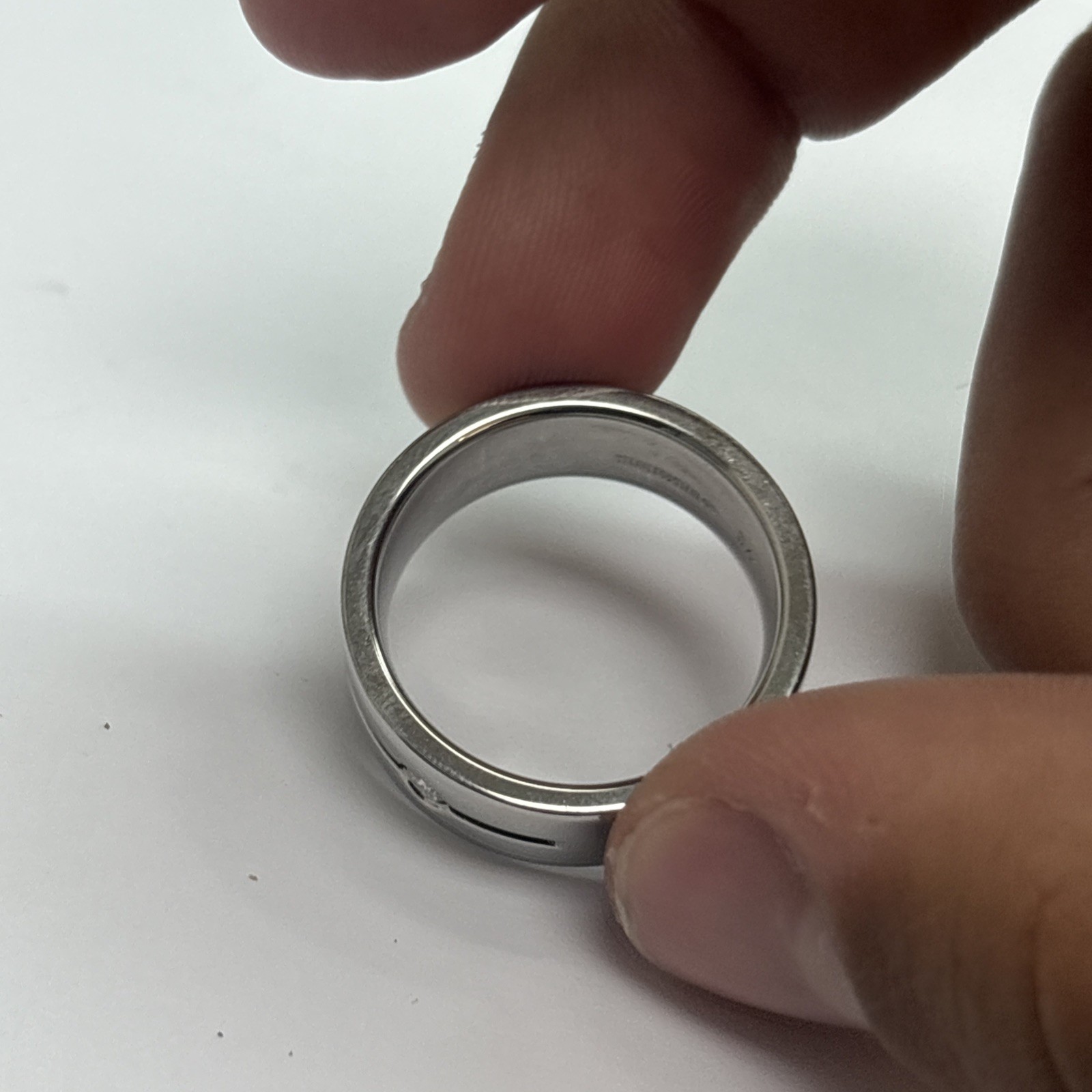 Men’s Stainless Steel Ring With Natural Diamond Fits Ring Size 10 3/4”