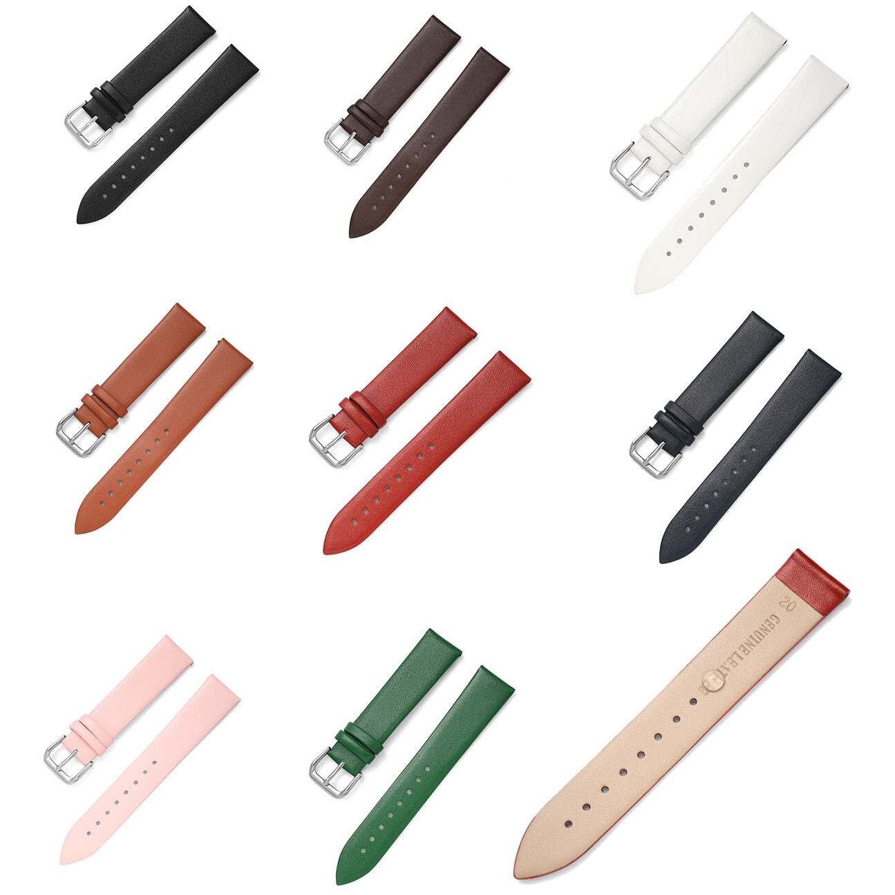22mm Slim Fit Genuine Leather Strap Watch Band 8 10 12-16mm 17mm 18 19 20mm 21mm