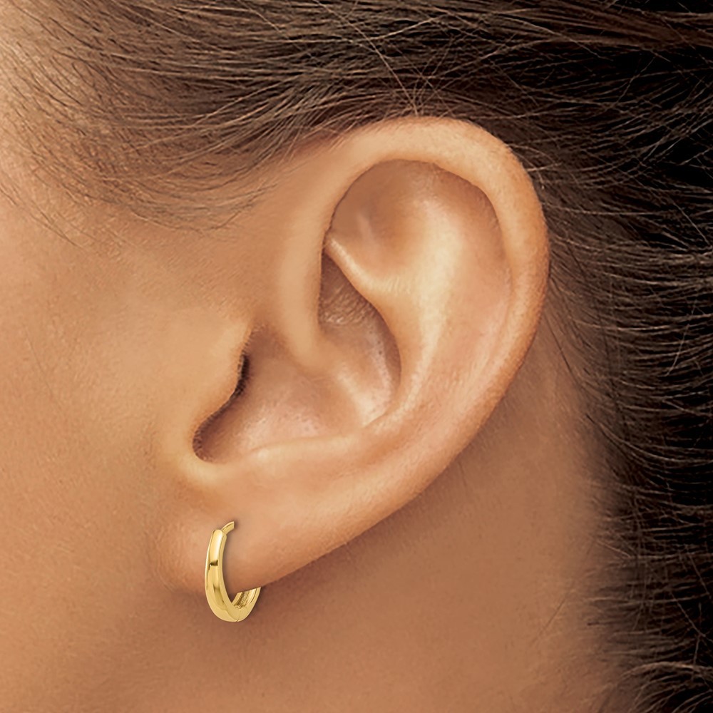 14K Yellow Gold Polished Hinged Hoop Earrings L-11.5 mm, W-12.4 mm