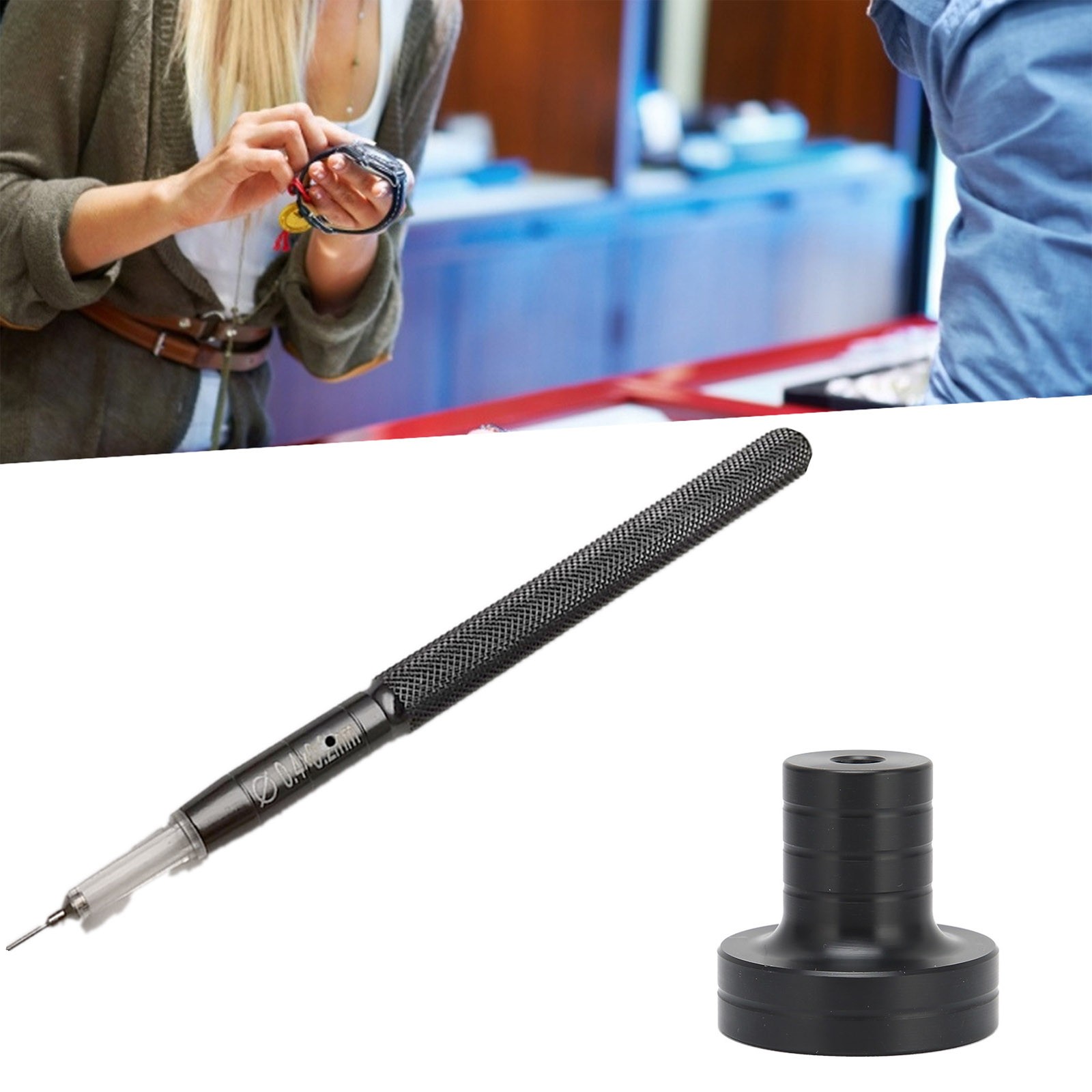 0.4*0.2mm Grey Aluminum Watch Oiler Pen Lubricant Oil Pin Pen Tip W/ Base F
