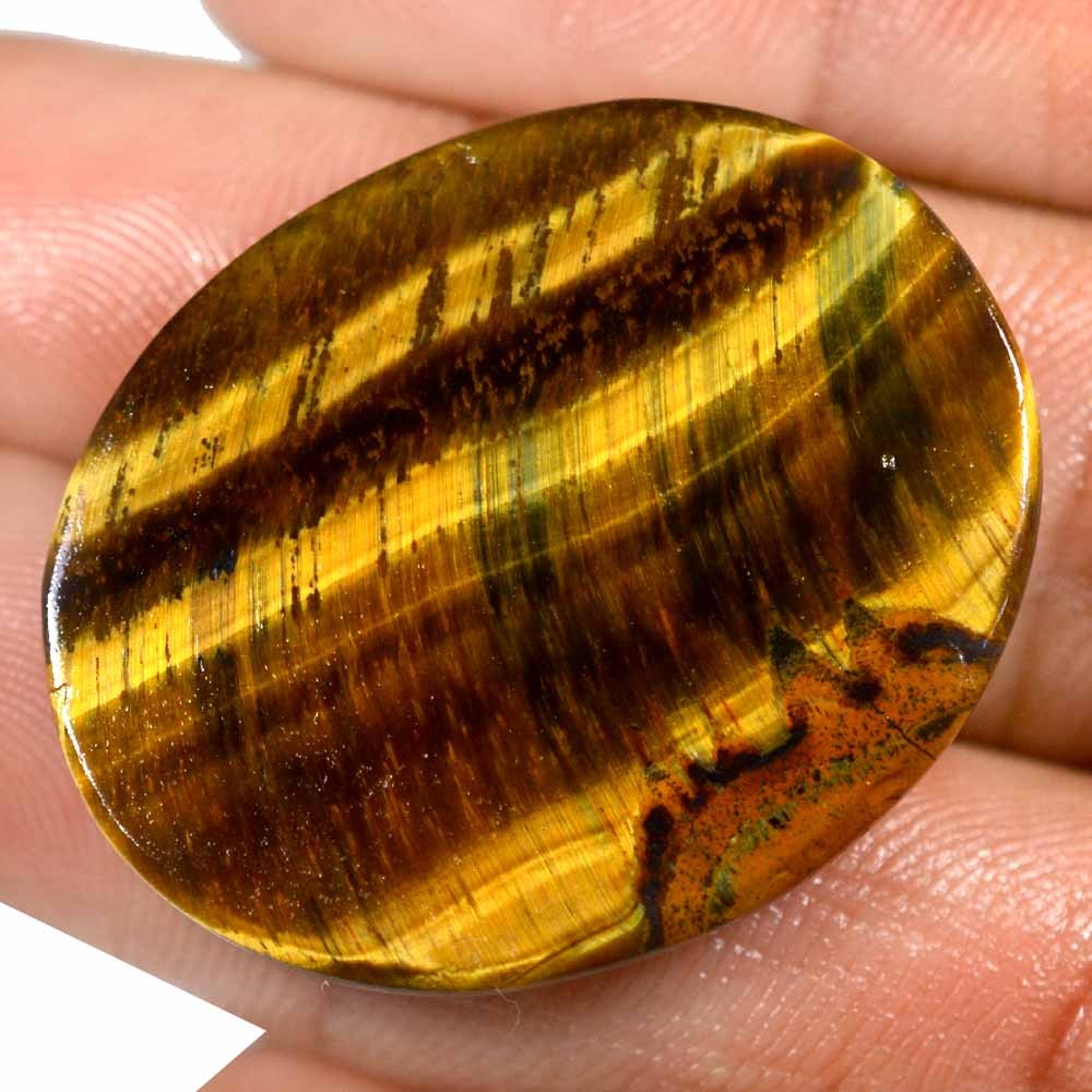 43.50 Cts 100% Natural Chatoyant Tiger Eye Loose Cabochon 27×34 mm Gemstone OG35