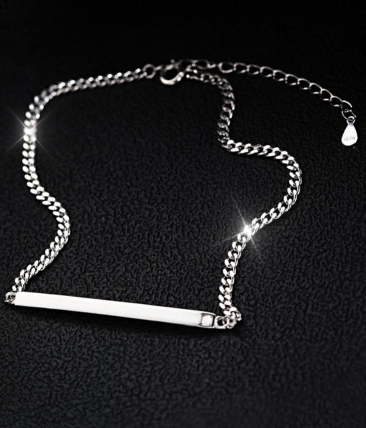 Silver Plated Curb Chain Minimalist Bar Pendant Adjustable Alloy Anklets Chain