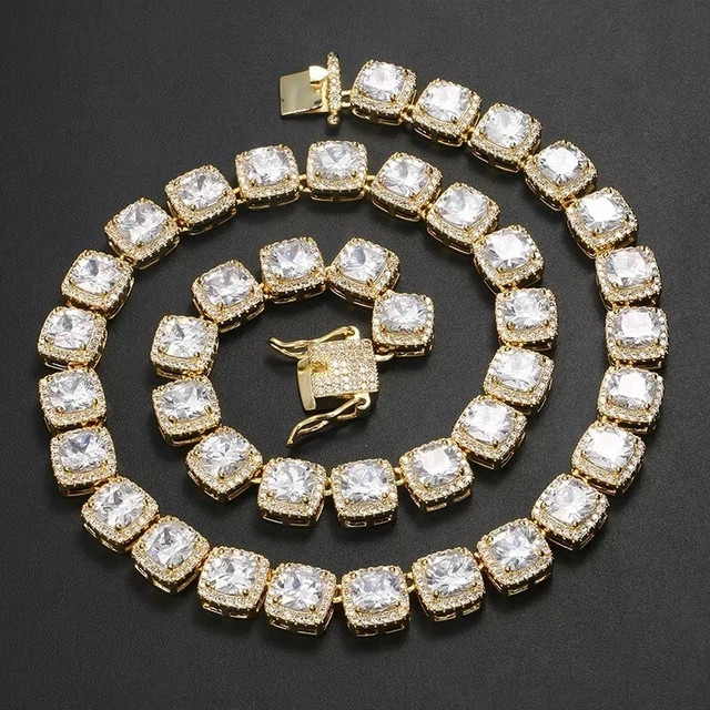 39 Ctw Created Round Cut Diamond Tennis Women’s Necklace 14K Yellow Gold Plated
