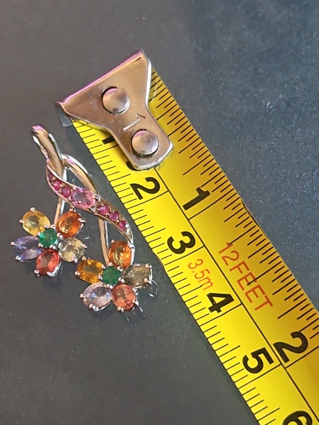 TCG DE BUMAN 10k White Gold Multi-Gemstone FLORAL Pendant NWOT