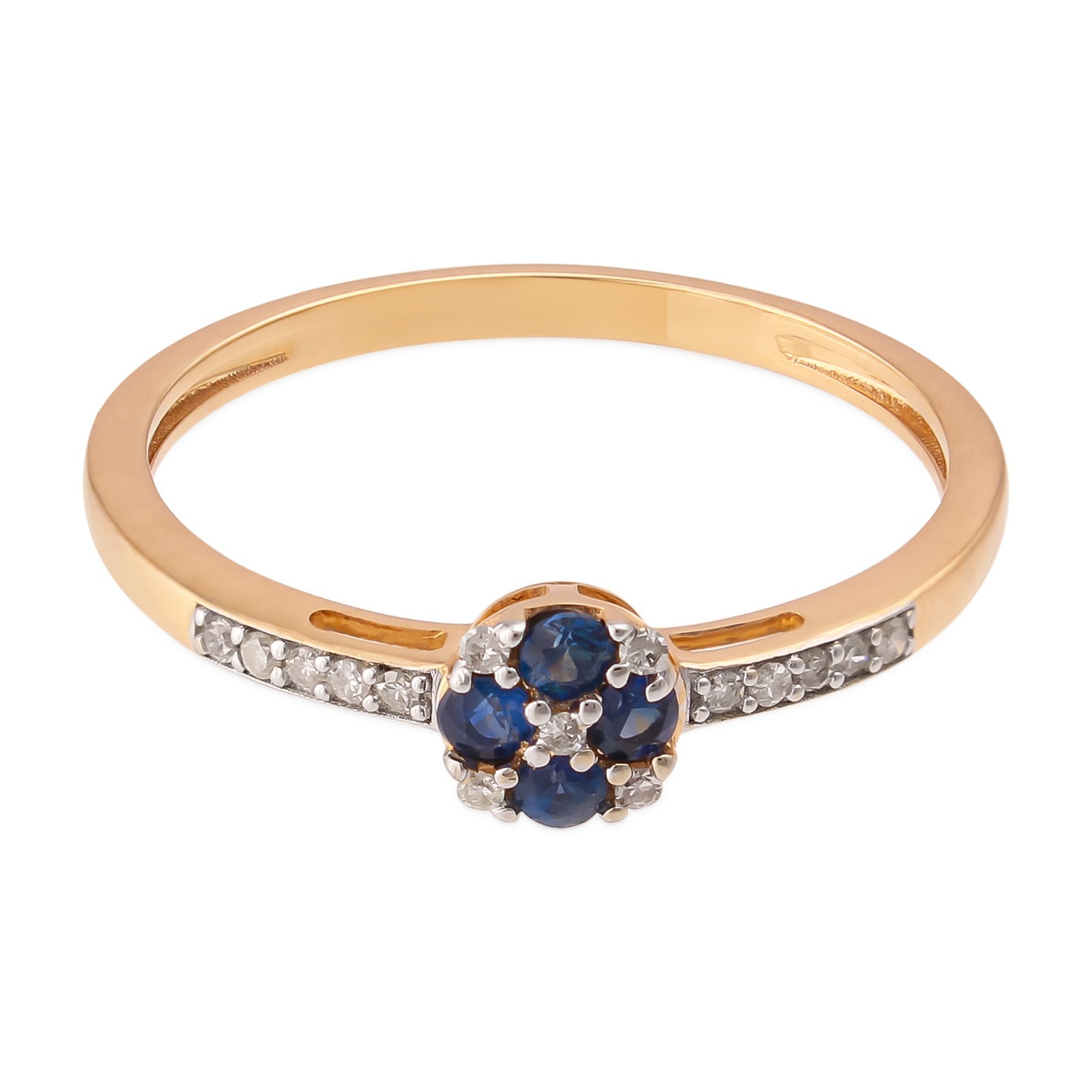 0.24 Tcw Blue Sapphire Diamond Flower Cluster Pave Ring 925 Sterling Silver Gift