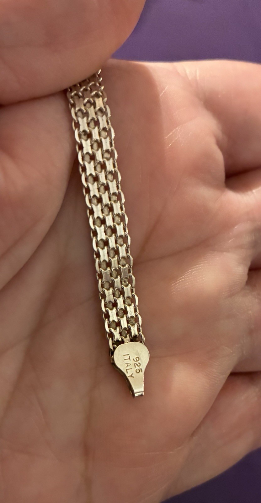 Sterling Silver Mesh Chain Bracelet, Lobster Clasp Closure, No Stone 7 inch