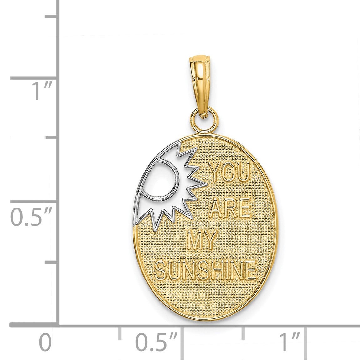 14k Yellow Gold w/Rhodium You Are My Sunshine w/Cut-Out Sun Pendant