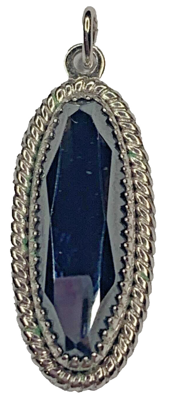 Vintage Signed WMCO Wheeler Navajo Sterling 925 Faceted Hematite 1” Pendant 3G