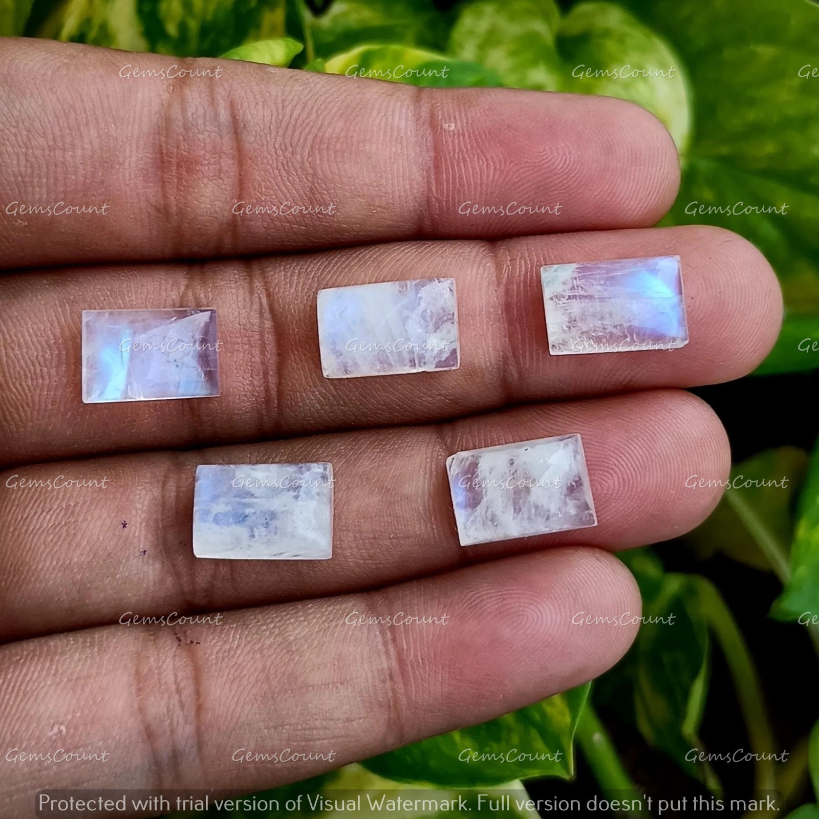 Natural Rainbow Moonstone Rectangle Cabochon Blue Fire Gemstone 5x7mm-12x16mm