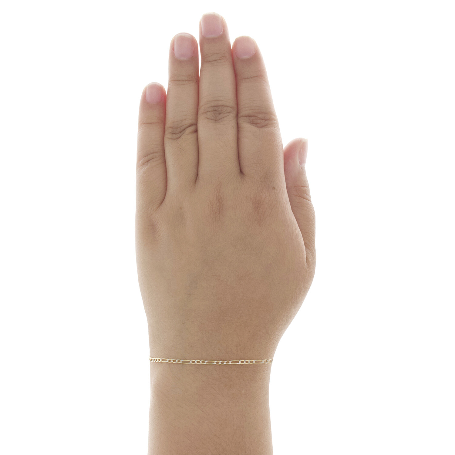 10K Yellow Gold 2mm Diamond Cut Hollow Fiagro Link Bracelet / Anklet 7-10 Inches