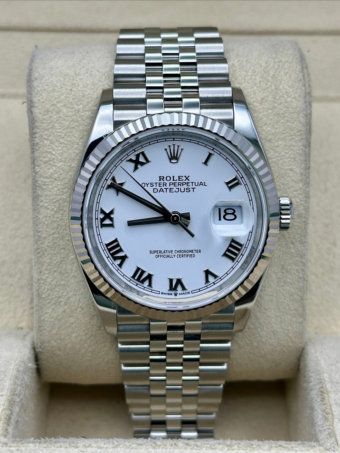 Rolex 126234 2021 White Roman Dial Box & Papers