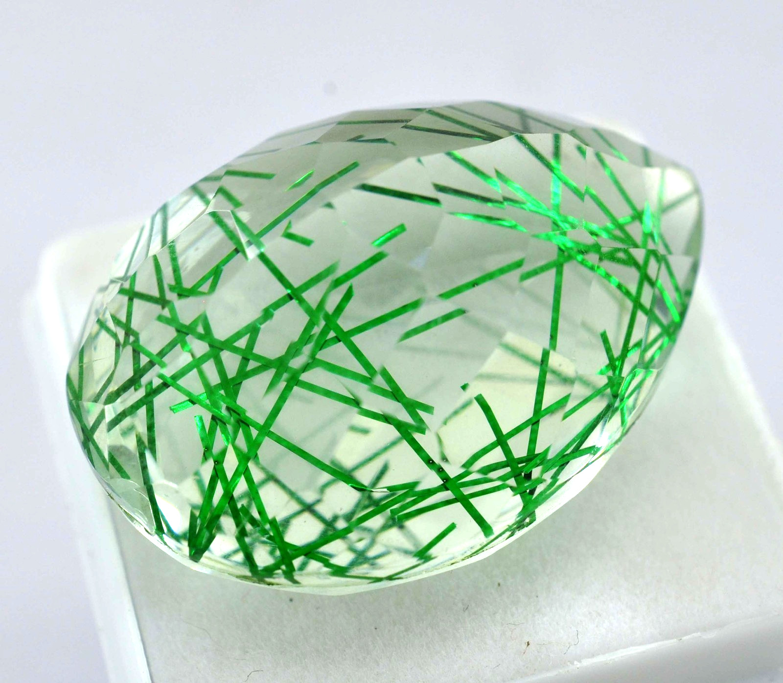 AAA Certified 48.85 Ct Natural Green Rutilated Quartz Pear Loose Gemstone