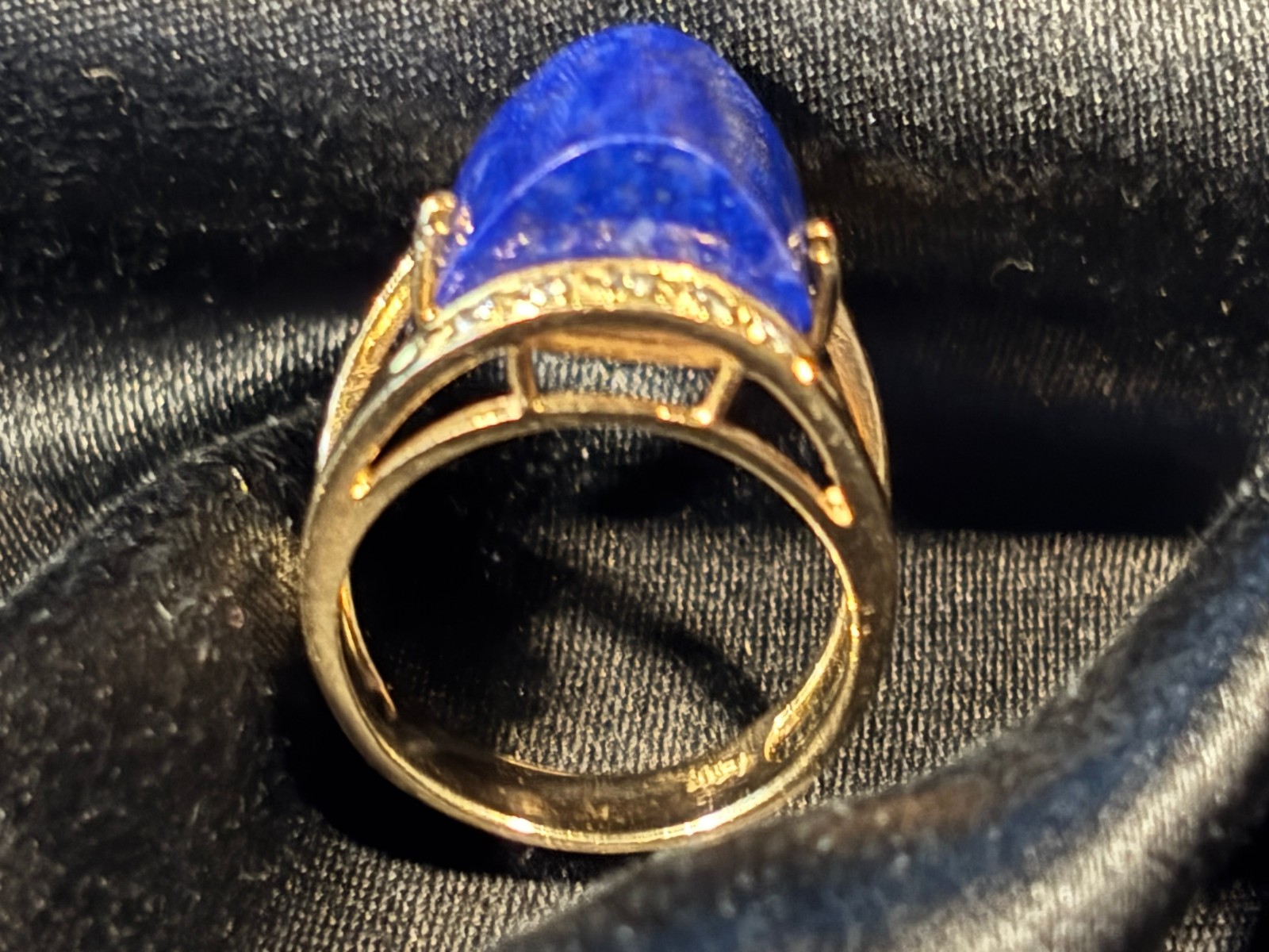 Vintage 14k Yellow Gold Lapis Lazuli & Diamond Ring, Size 7.25, 8 Grams