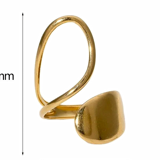 Gold Tone Open Wrap Band Ring Size 8 Metal No Stone Adjustable Sizable