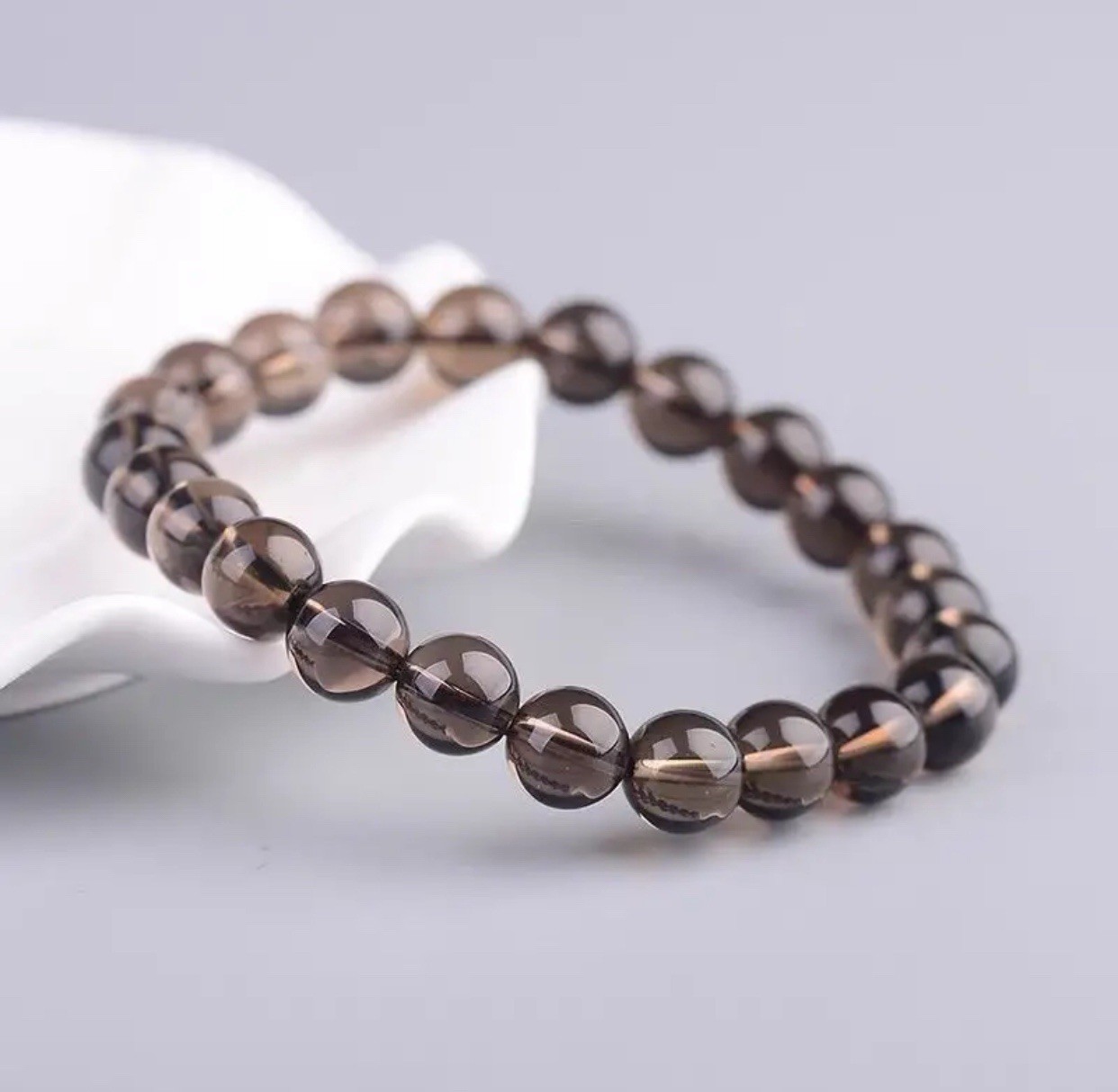 Natural Brazilian smoky quartz women’s bracelet 12mm