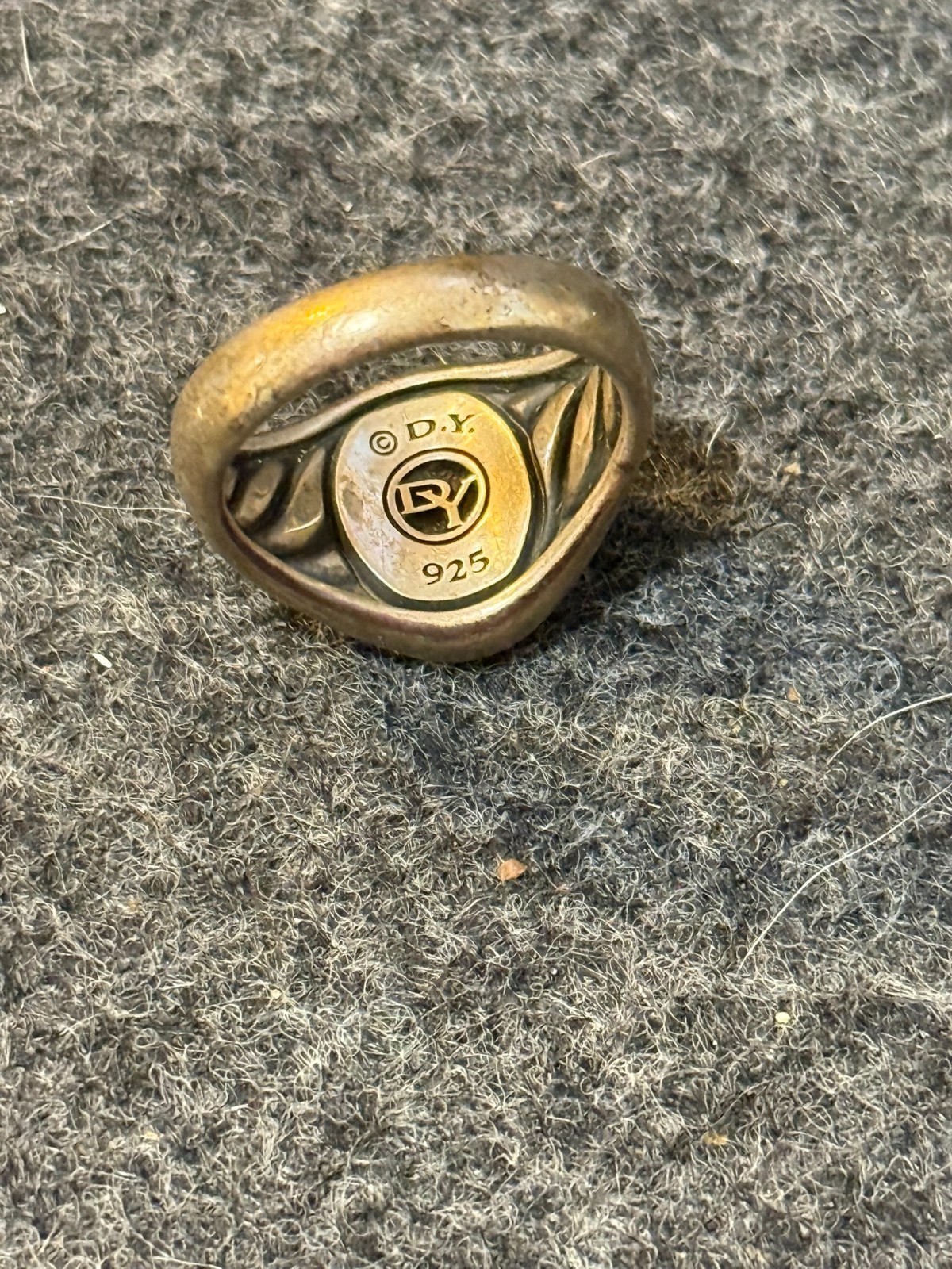 Vintage David Yurman Sterling Silver Signet Ring Exotic Ring Tigers Eye Size 8.5