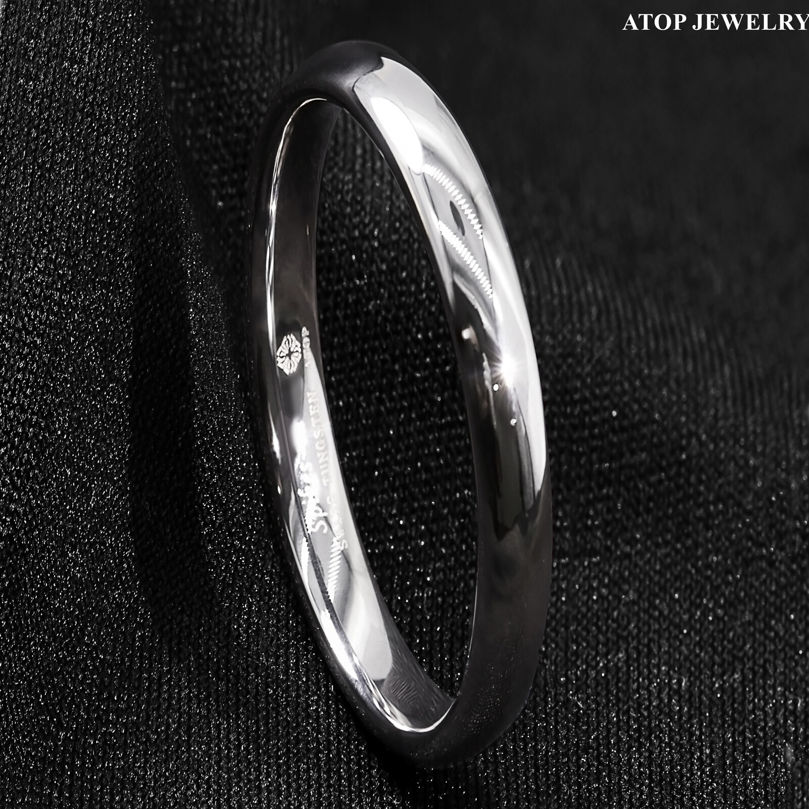 Tungsten Carbide Silver White Polish Dome Wedding Band Ring ATOP Men’s Jewelry