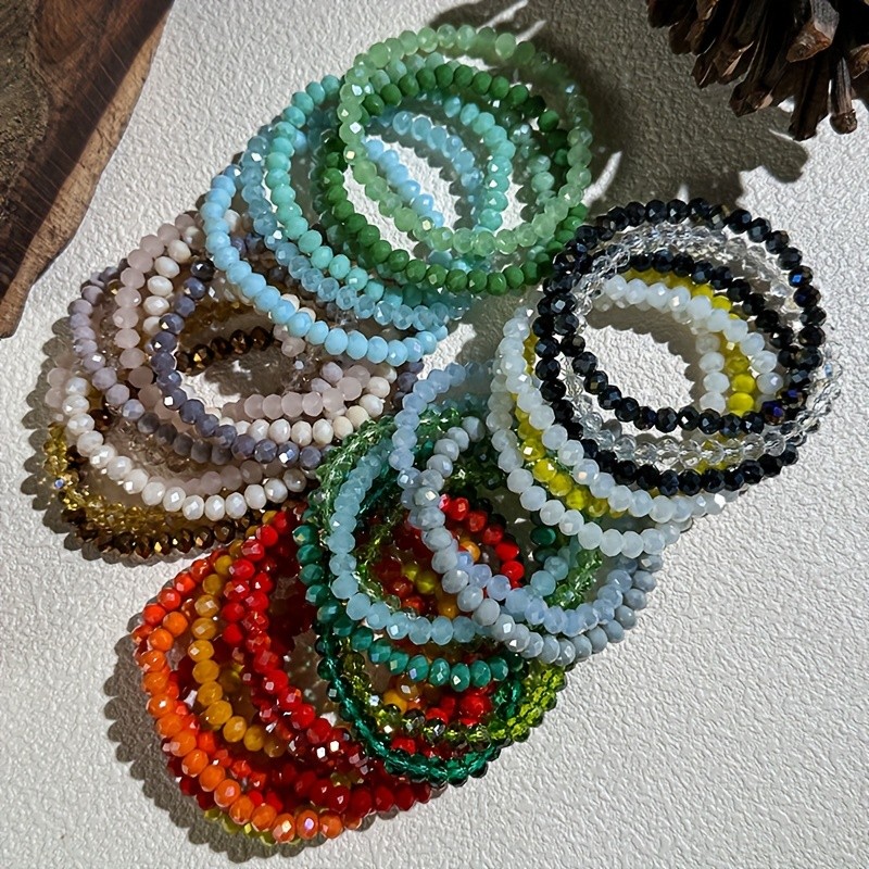 36Pcs 6mm Gemstones Beaded Stretch Bracelet for Women Crystal Stone Bracelets