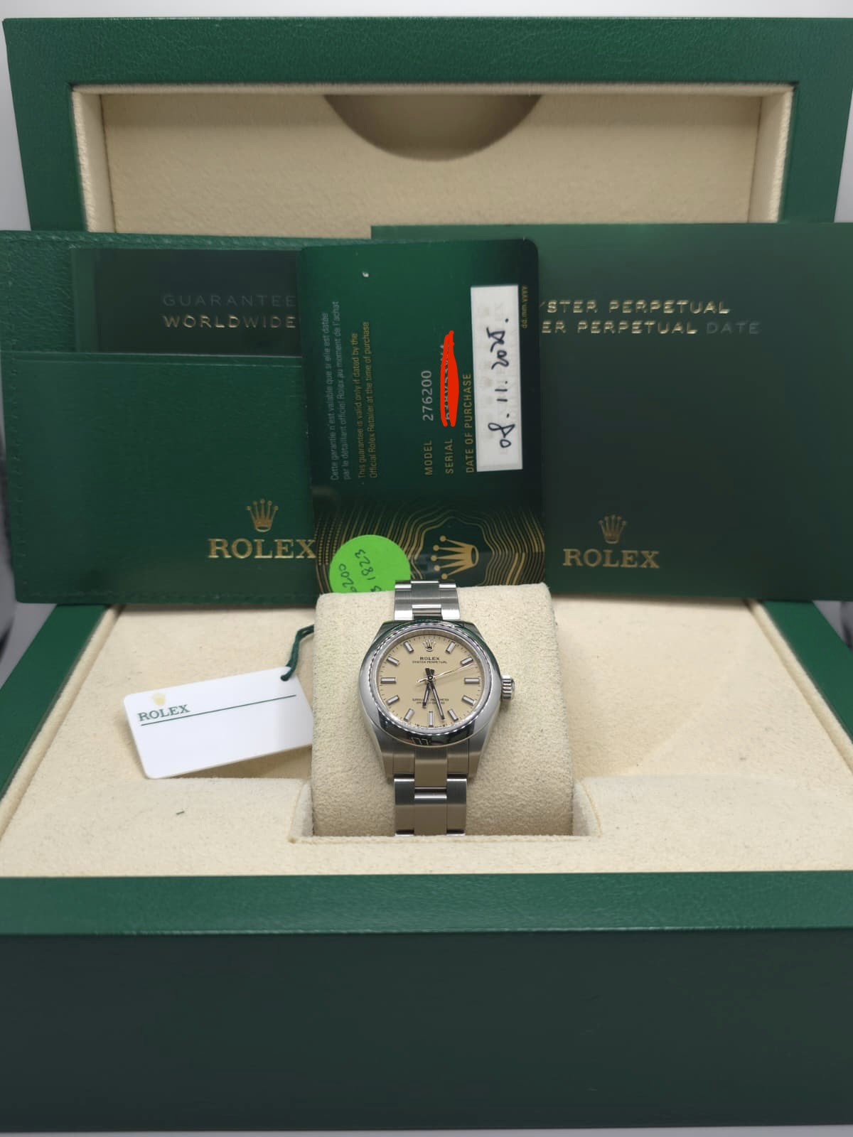 2025 Rolex Oyster Perpetual 28 276200 Beige Dial on Oyster Complete