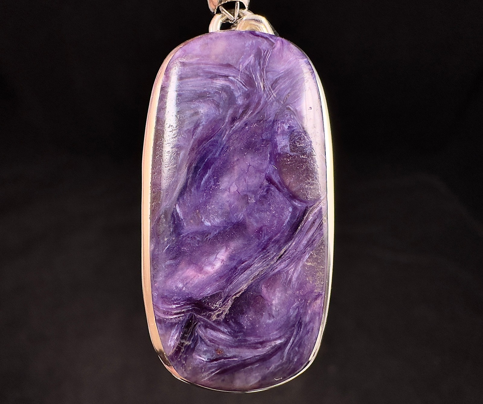 CHAROITE Crystal Pendant – Sterling Silver – Fine Jewelry, Healing Stones, 52885