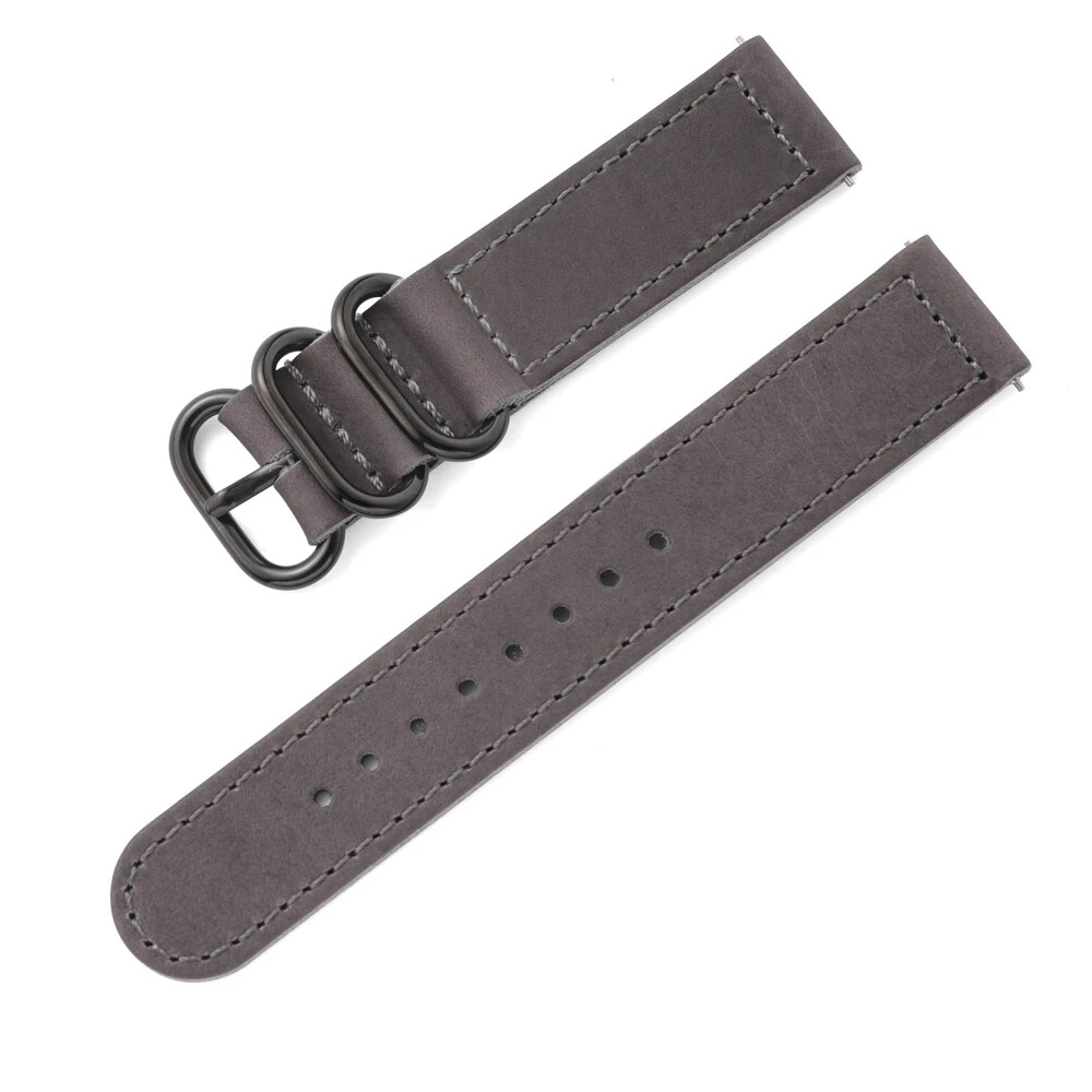 Vintage Genuine Leather Watch Band 18mm 20mm 22mm Black Loop Buckle Watch Strap