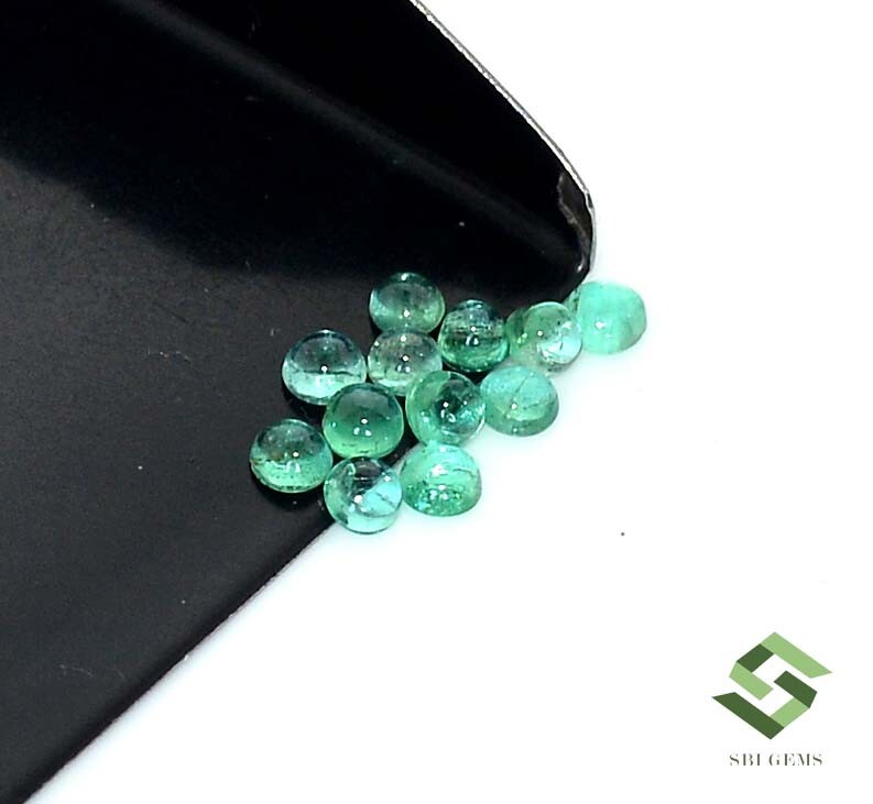 2.50 mm To 2.75 mm Natural Emerald Round Cabochon Lot 12 Pcs 1.11 CTS Loose Gems
