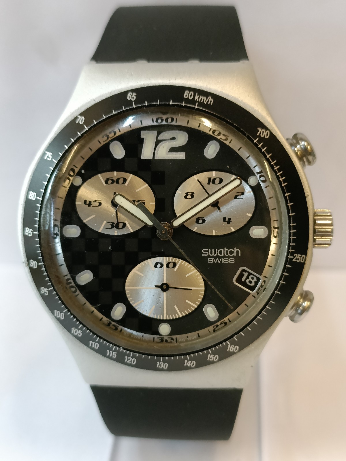 SWATCH IRONY CHRONO QUARTZ ALUMINIUM CASE AG-1999 SWISS MEN’S WORKING CONDITION