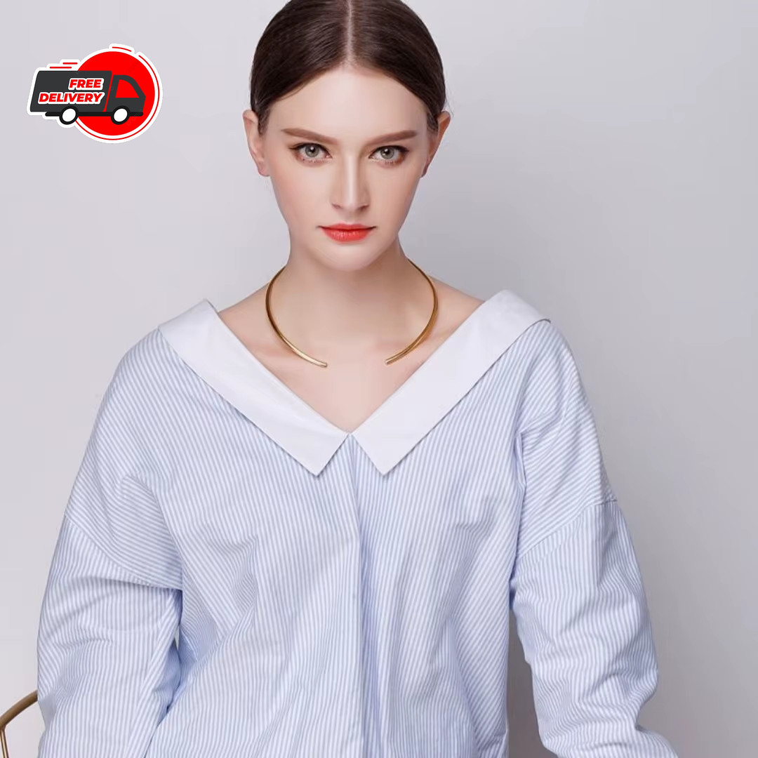 Stainles Steel Jewelry Chocker Collar Necklace for Women Open Neck Cuff Torques
