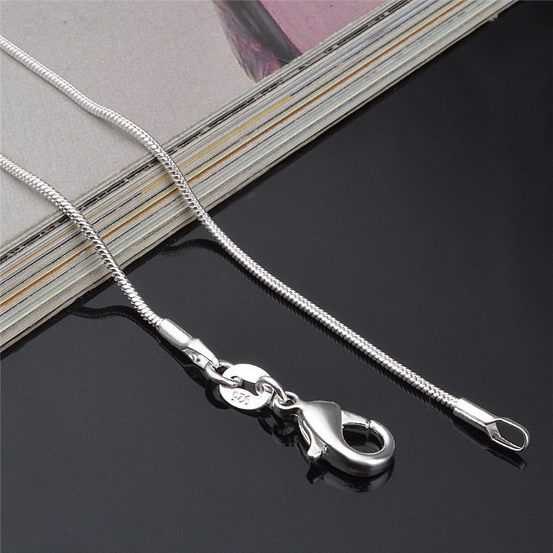 Fashion 925 Sterling Silver Lobster Clasp Snake Chain 18″ For Pendant Necklace