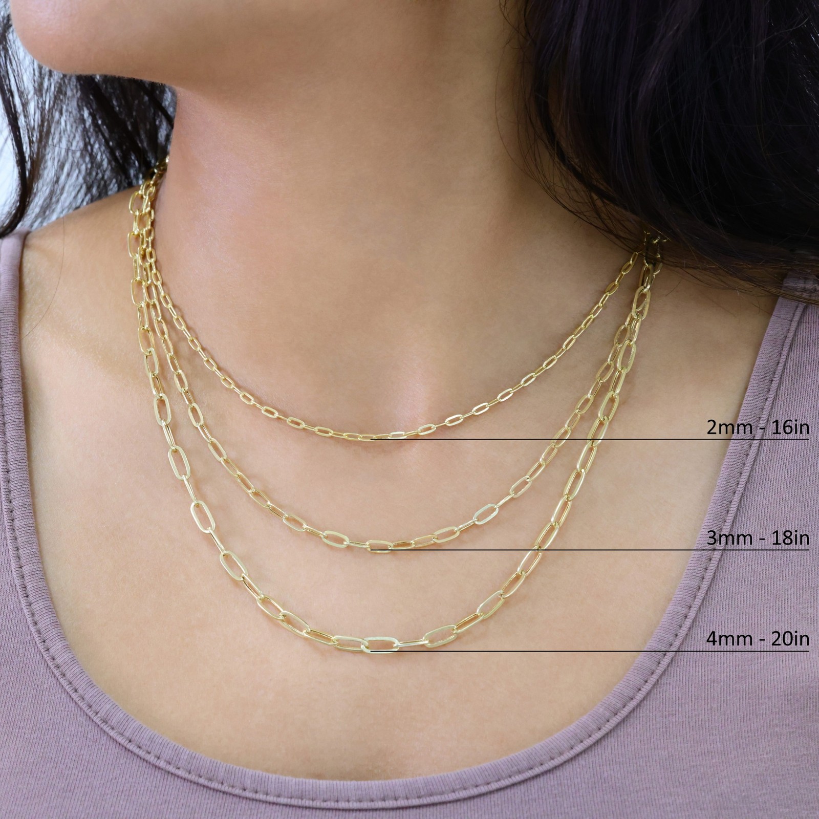 10k Yellow Gold Paperclip 2mm-9mm Chain Cable Rolo Necklace Mens Womens 16″-30″